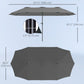 13ft Double-Sided Patio Umbrella with Crank Handle, for Poolside, Deck, Garden, Light Grey
