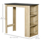 Counter Height Bar Table with 3 Storage Shelves - Natural
