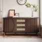 Rustic Style Sideboard with 2 Doors and Adjustable Shelves, Versatile Cabinet for Living Room or Dining Room, 55.5'' L x 16'' W x 30'' H, Wood