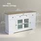 Sideboard Buffet Cabinet with Glass Doors - Distressed White