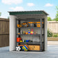 5 x 3 FT Outdoor Storage Shed with Sliding Door and Sloped Roof, Steel Frame Garden Shed Tool Equipment, Green