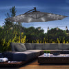10ft Outdoor Cantilever Umbrella with Solar Lights, Banana Umbrella with Adjustable Angle for Patio, Backyard, Dark Gray