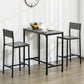 Industrial Bar Table Set Counter Height 3 Piece and 2 High Back Stools Set Dining Table Set Grey