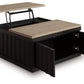Rylandyn - Lift Top Cocktail Table - Black / Light Brown