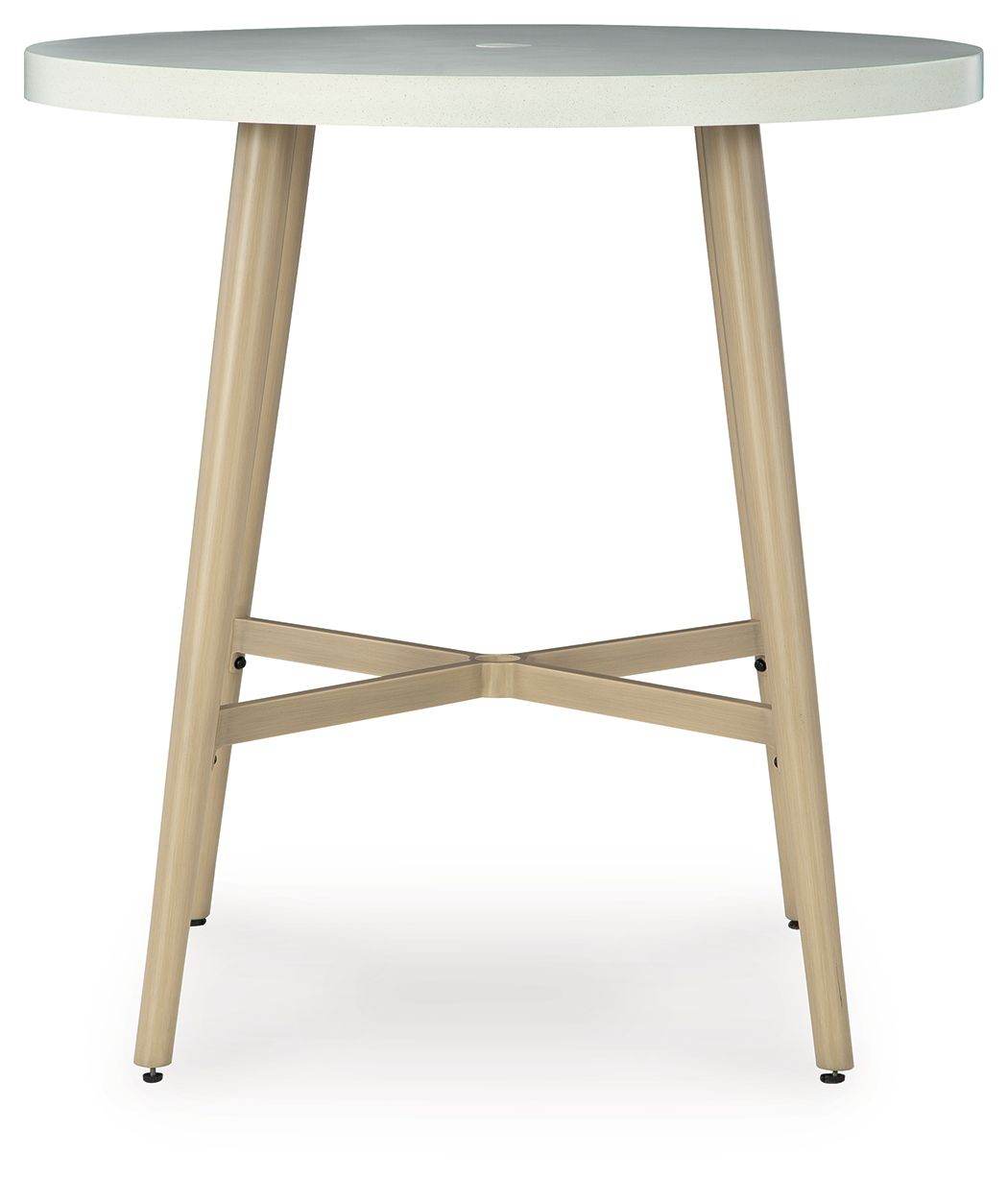 Seton Creek - Beige - Round Bar Table With Umbrella Option - Forward Furniture