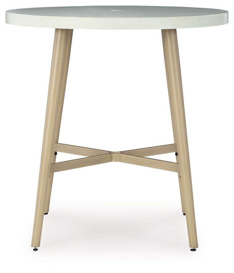 Seton Creek - Beige - Round Bar Table With Umbrella Option - Forward Furniture