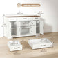 55" Farmhouse Sideboard Buffet Cabinet with 4 Barn Doors - White