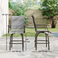 Outdoor Bar Stools Set of 2, Swivel Bar Height Chairs with High Back, Curved Armrests and Steel Frame, Mixed Grey