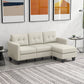 Small Corner Sofa, 3 Seater Sectional Couch with Ottoman, Corner Sofa with Thick Padded Cushion and Wood Legs, Beige