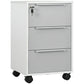 3 Drawer File Cabinet with Wheels, Vertical Filing Cabinet with Lock, Grey