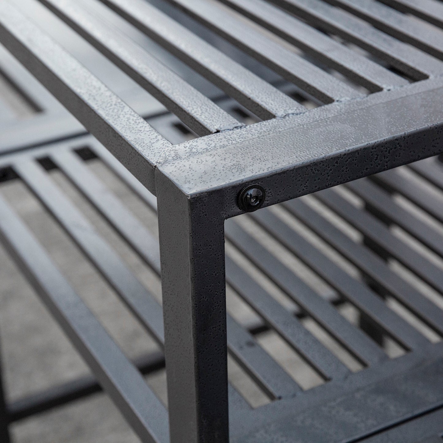 Steel Garden Bench w/ Middle Table, Umbrella Hole, Double Seat for Outdoor, Patio, Backyard Weather-Resistant Frame, Black