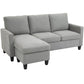 L-Shaped Sectional Sofa with Ottoman - Light Grey