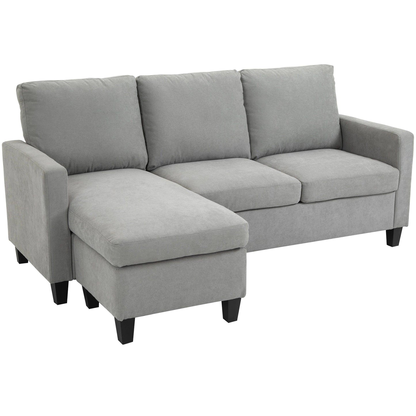L-Shaped Sectional Sofa with Ottoman - Light Grey