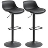 Set of 2 Swivel Bar Stools, Adjustable Height - Black