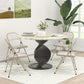 Set of 4 Metal Foldable Chairs, Linen Fabric Padded Folding Chairs with Cushion Seat and Open Back for Indoor, Beige