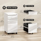 3 Drawer Filing Cabinet with Lock, Steel Office Storage Cabinet with Hanging Bar for A4, Legal, Letter Files, White