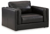 Amiata - Chair And A Half - Leather Match - Onyx