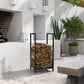 Firewood Rack, Log Holder for Fireplace, Outdoor Indoor Wood Storage Stacker, 15.4" x 13.8" x 29.9", Black