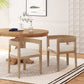 Set of 2 Contemporary Dining Arm Chairs with Rubberwood Frame, Chair Set Perfect for Dining Room, 22.5'' L x 22.5'' W x 27.5'' H, Beige