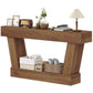 63 Inch Vintage Console Table, Narrow Entryway Table with Open Shelf for Living Room, Dark Brown