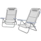 Set of 2 Camping Chairs, Beach Chairs with Adjustable Backrest and Headrest, Folding Chair for Outdoor, Light Grey