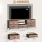 TV Stand for TVs up to 70 Inch, Industrial TV Console with Charging Station, 5 Drawers and Open Shelves, Rustic Brown