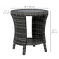 18" Wicker Outdoor Coffee Table, PE Rattan Patio Side Table with 2-Tier Storage, Composite Wood Top, Grey