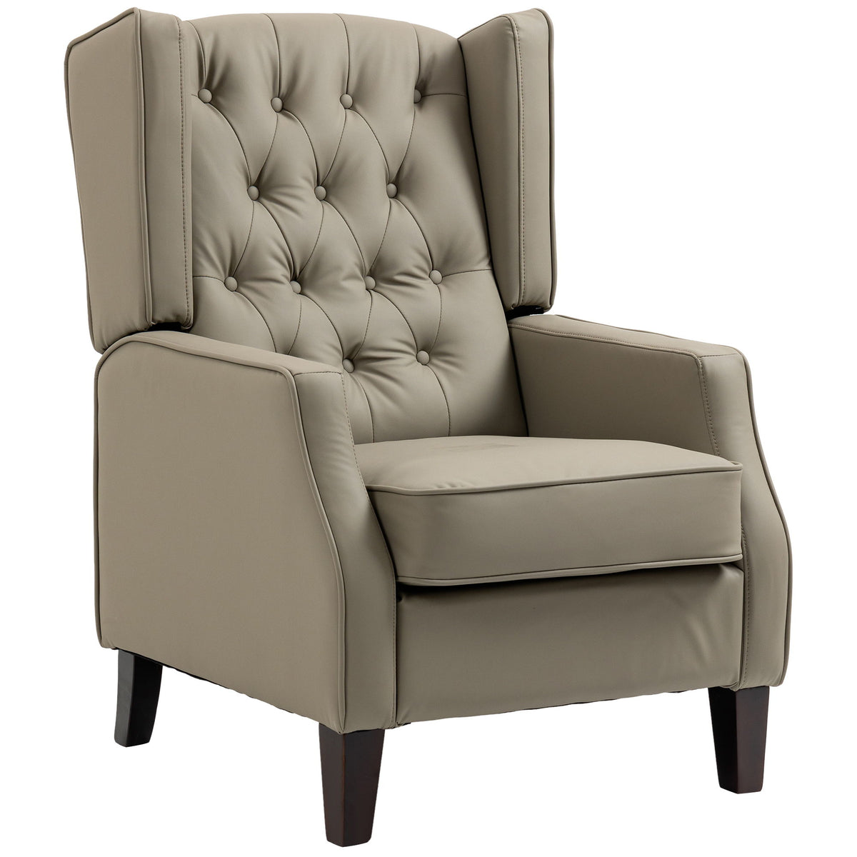 Faux Leather Accent Chair with Thick Padding for Living Room, Bedroom, Home Office, Khaki