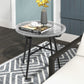 Rattan Side Table, Round Outdoor Table, with Round PE Rattan and Tempered Glass Table Top for Patio, Garden, Grey