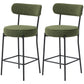 Set of 2 Barstools, Upholstered Corduroy Bar Stools with Backrest, Footrest for Kitchen Island, Dining Room, Green