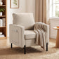 Accent Chair Modern Upholstered Armchair with Side Pockets and Cushion for Bedroom, Living Room, Beige