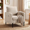 Accent Chair Modern Upholstered Armchair with Side Pockets and Cushion for Bedroom, Living Room, Beige