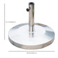 55 lbs Cement Round Patio Umbrella Stand, 19" Stainless Steel Base Stand Holder, Silver