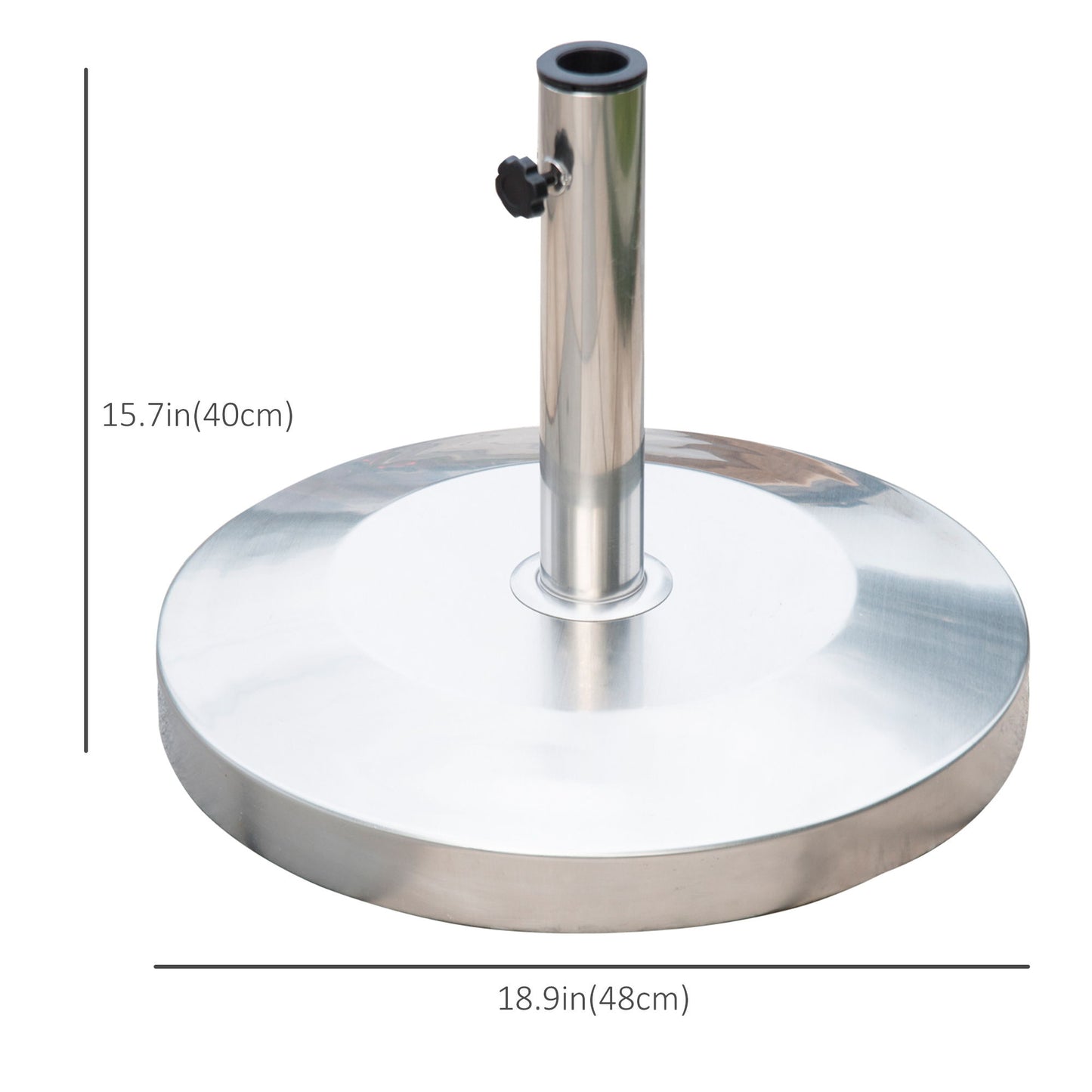 55 lbs Cement Round Patio Umbrella Stand, 19" Stainless Steel Base Stand Holder, Silver