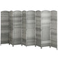 6 Ft Tall Folding Room Divider, 8 Panel Portable Privacy Screen, Hand-Woven Partition Wall Divider, Mixed Grey