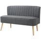 Modern 2 Seater Sofa, Upholstered Two Seater Couch with Rubber Wood Legs, Grey