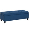 Tufted Linen Storage Entry Bench - Blue
