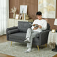 56" Loveseat Sofa for Bedroom Upholstered 2 Seater Couch with Back Cushions and Pillows, Dark Grey