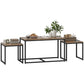 Nesting Coffee Table Set of 3 with Metal Frame - Brown