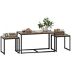 Nesting Coffee Table Set of 3 with Metal Frame - Brown