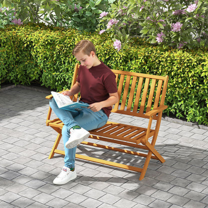 46.5" Foldable Wood Bench with Backrest and Armrests