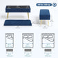 31" Velvet Storage Ottoman Bench with Steel Legs - Dark Blue