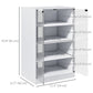 5-Tier Media Cabinet, Media Stand with Adjustable Shelves, Tempered Glass Doors, and Cable Management, Distressed White