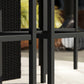 5 Pieces Patio Bar Set, Outdoor PE Rattan Wicker High Top Outdoor Table and Chairs Outdoor Bar Set with Tempered Glass Top Bar Table and Shelves, 4 Bar Chairs, Black