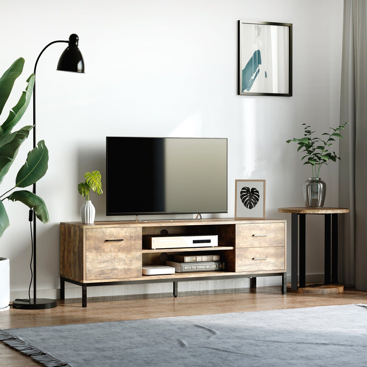 50" TV Stand with Door and Drawers - Coffee