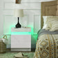 Nightstand, Bedside Table with LED Lights and 2 Drawers for Bedroom, Living Room, White