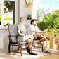 Garden Double Gliding Chair, Patio Glider Armchair for Outdoor, Backyard Mesh Seat and Backrest, Steel Frame, Light Grey