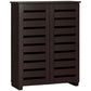 Narrow Shoe Cabinet with 2 Slatted Doors, Modern Shoe Storage Cabinet with Adjustable Shelves for Entryway, Hallway, Living Room, Holds 15 Pairs, Dark Brown