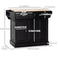 Rolling Kitchen Island with Wood Top and Drawer - Black