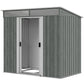 6.5x4FT Galvanised Metal Shed with Foundation Kit, Lockable Garden Tool Storage House with Sliding Doors, Vents, Grey